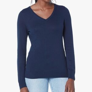 Amazon Essentials Womens Sweater Pullover Lightweight Long-Sleeve V-Neck
